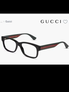 Authentic Gucci Black Eyewear with Green and Red Temple Stripes   NWOT